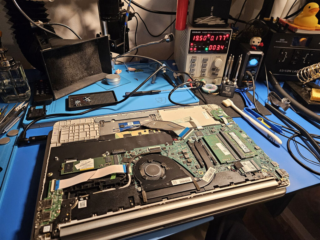 Professional computer repair and diagnostic station at Edison Tech Services in London, KY.